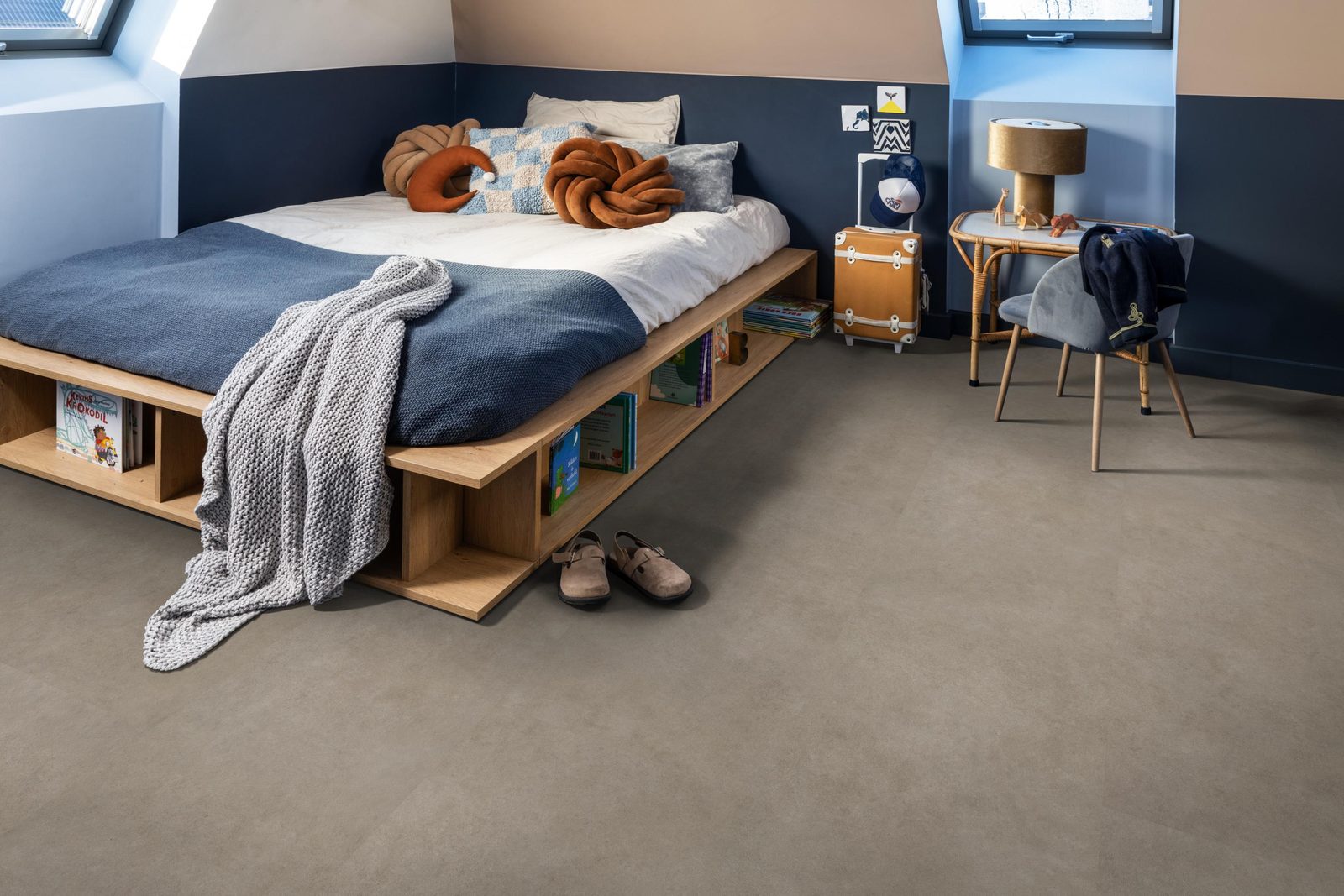 Ambiant pvc klik tegel/betonlook Cerino Grey – sfeerfoto