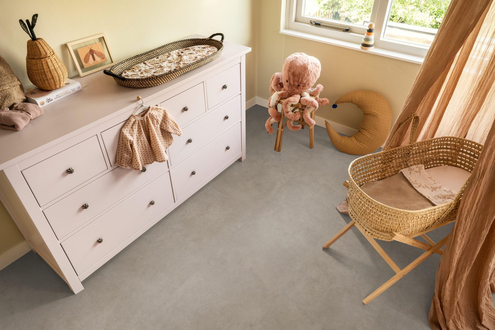 Ambiant pvc klik tegel/betonlook Cerino Grey – sfeerfoto