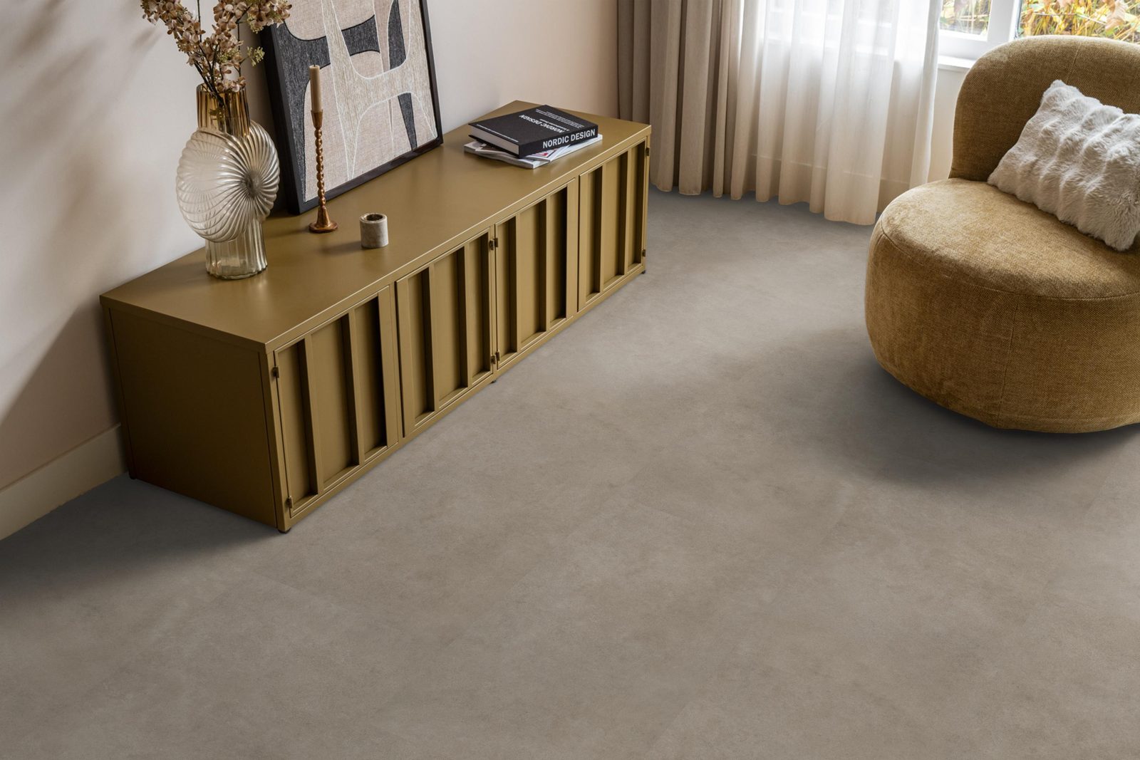 Ambiant pvc klik tegel/betonlook Cerino Grey – sfeerfoto