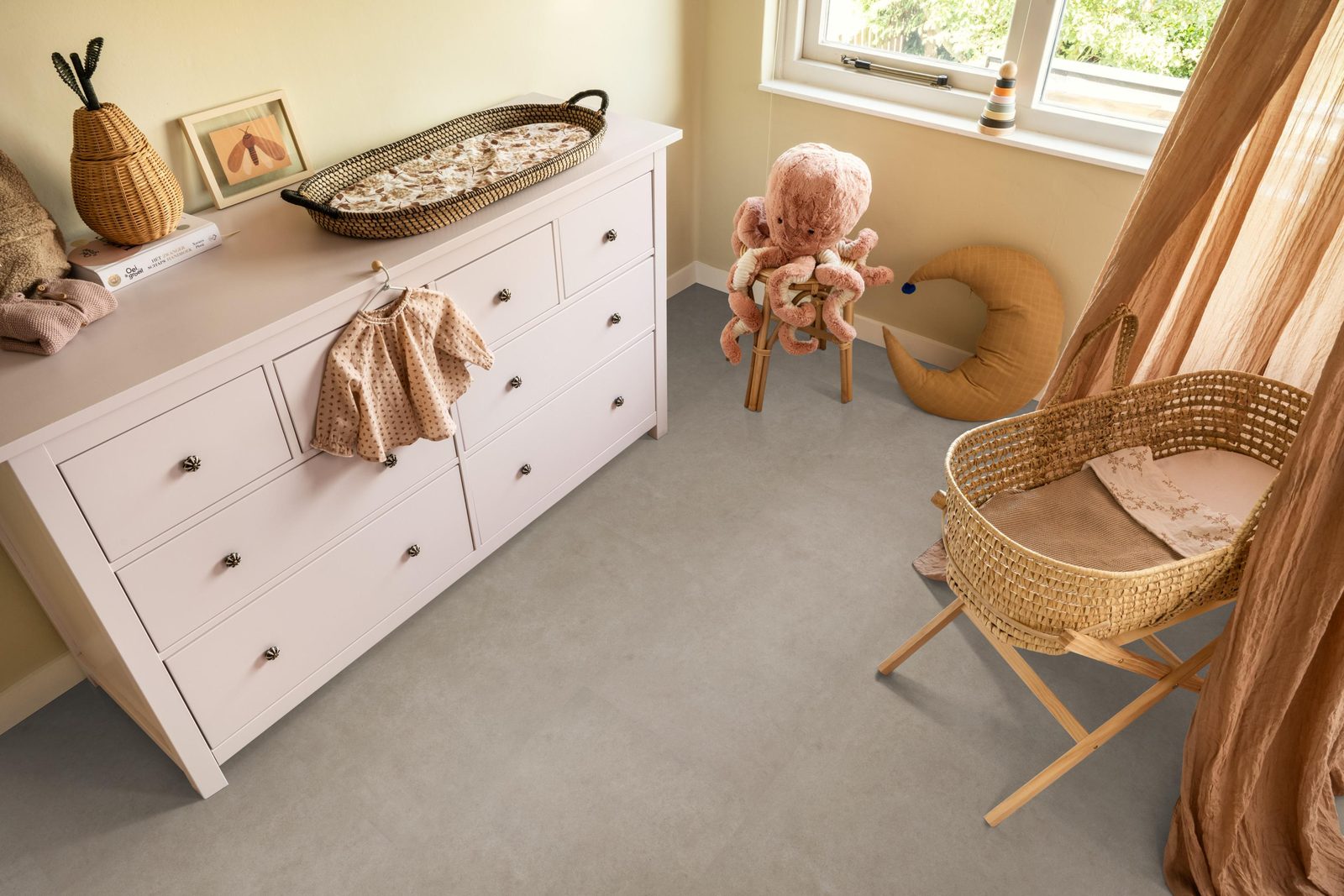Ambiant pvc klik tegel/betonlook Cerino Light grey – sfeerfoto