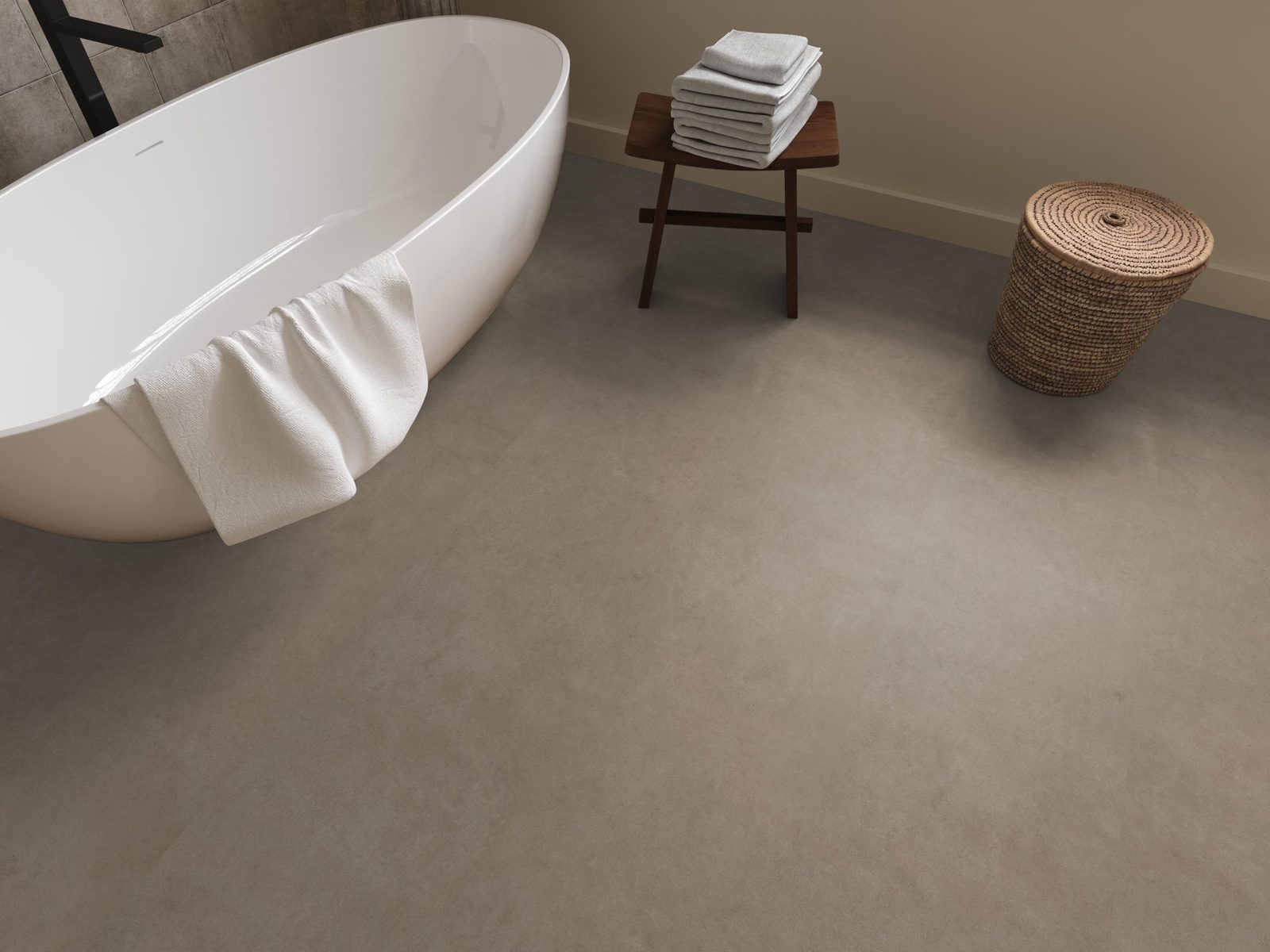 Ambiant pvc klik tegel/betonlook Cerino Taupe – sfeerfoto