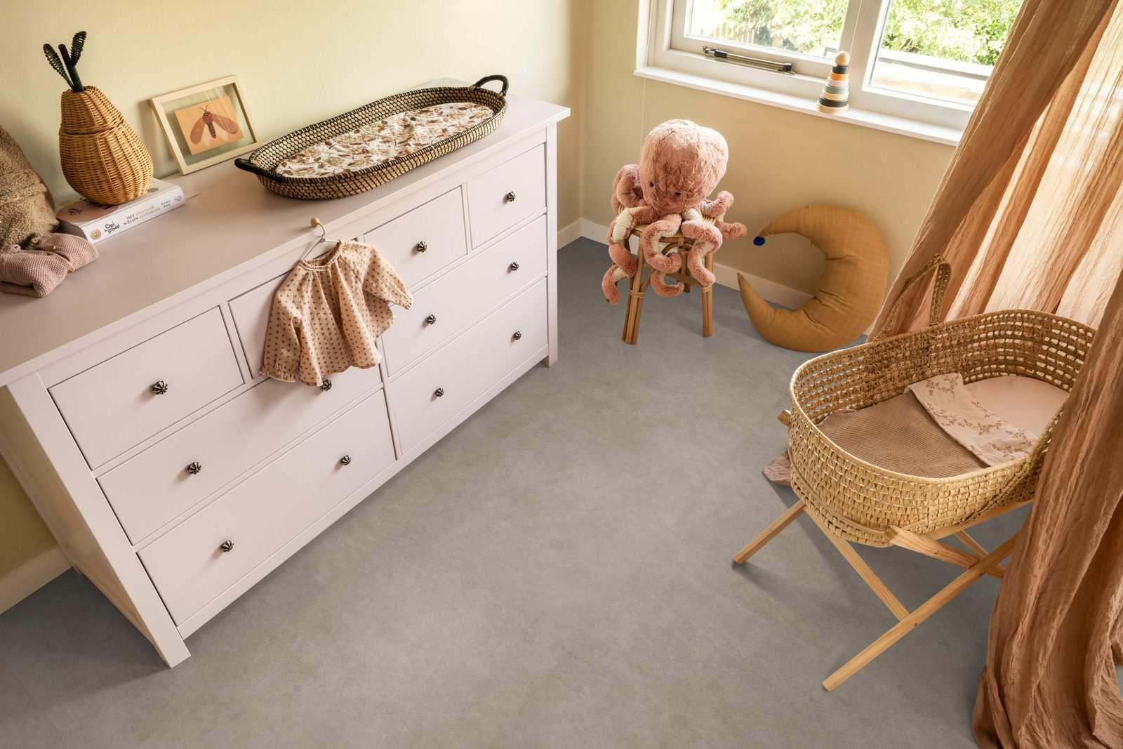 Ambiant pvc loose lay tegel/betonlook Cerino Grey – sfeerfoto