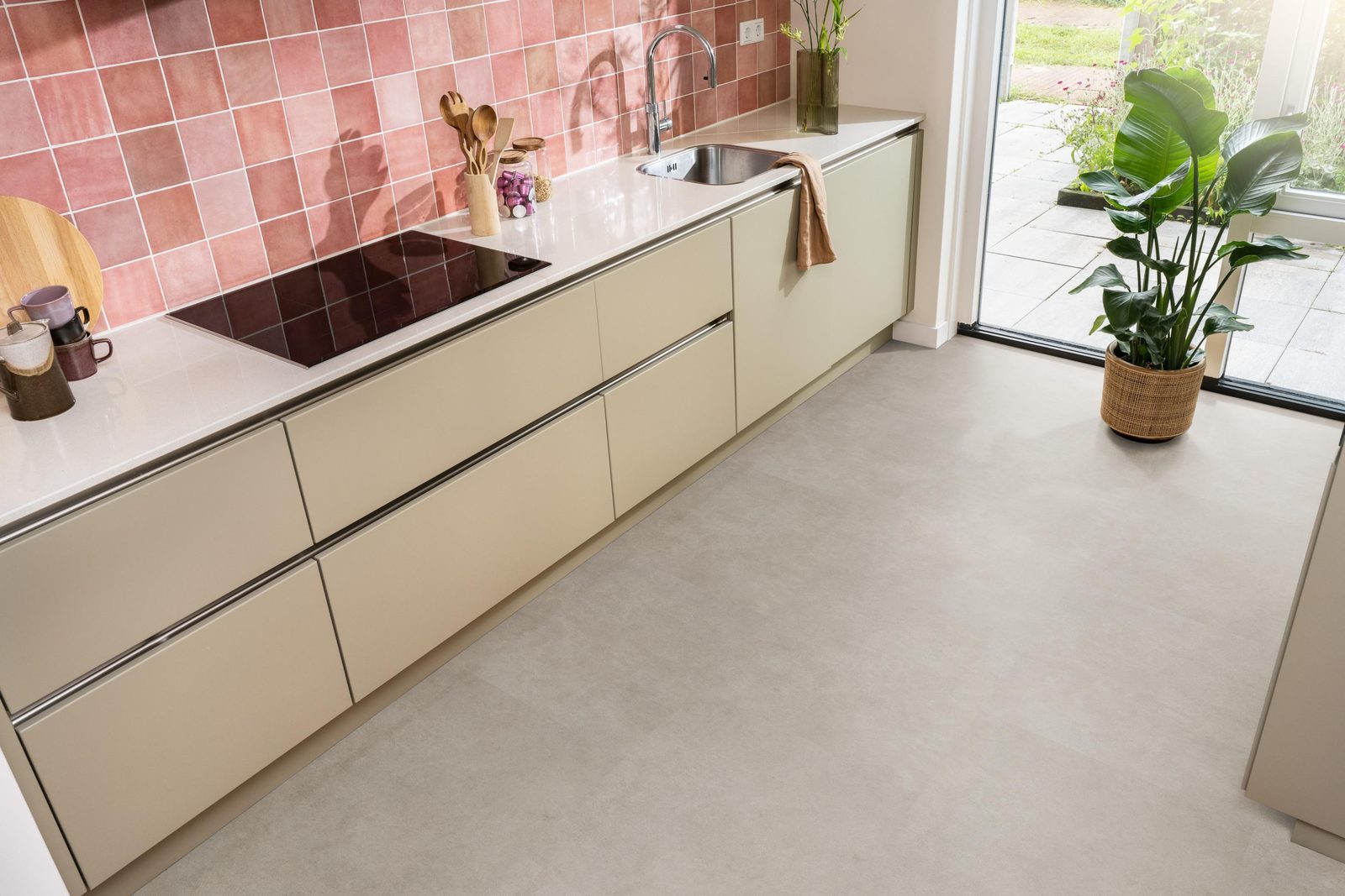 Ambiant pvc loose lay tegel/betonlook Cerino Grey – sfeerfoto