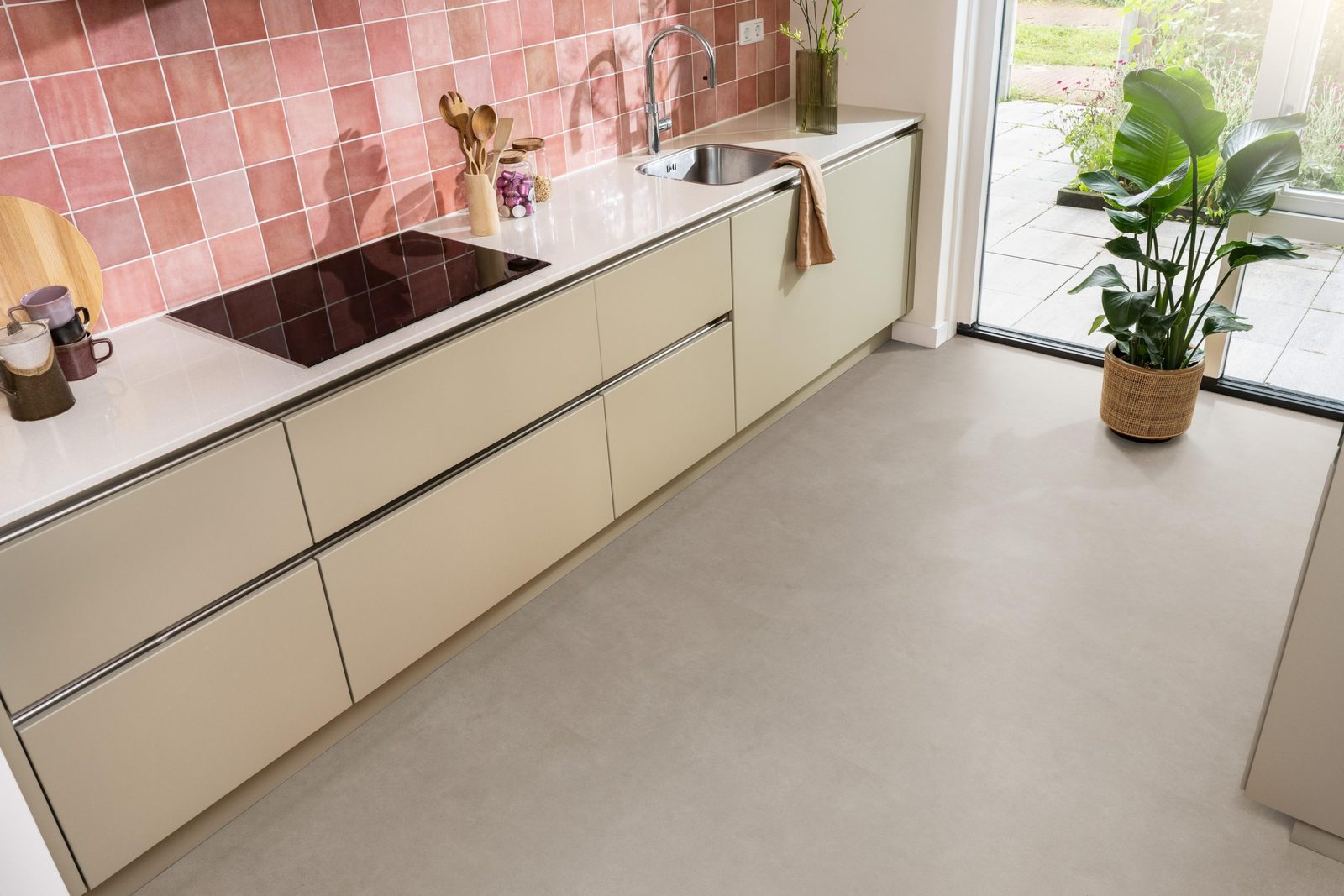 Ambiant pvc loose lay tegel/betonlook Cerino Taupe – sfeerfoto