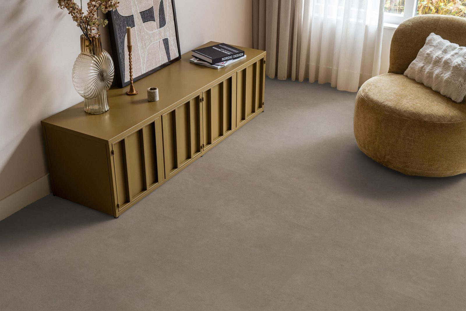 Ambiant pvc loose lay tegel/betonlook Cerino Taupe – sfeerfoto