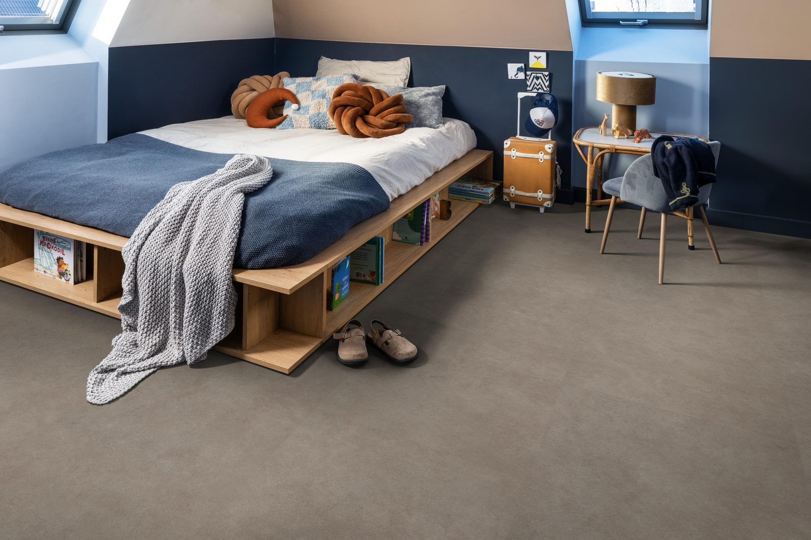 Ambiant pvc loose lay tegel/betonlook Cerino Warm grey – sfeerfoto
