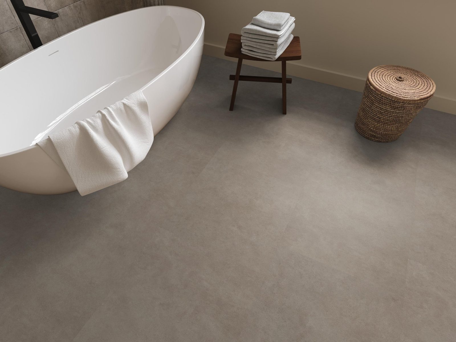 Ambiant pvc loose lay tegel/betonlook Cerino Warm grey – sfeerfoto