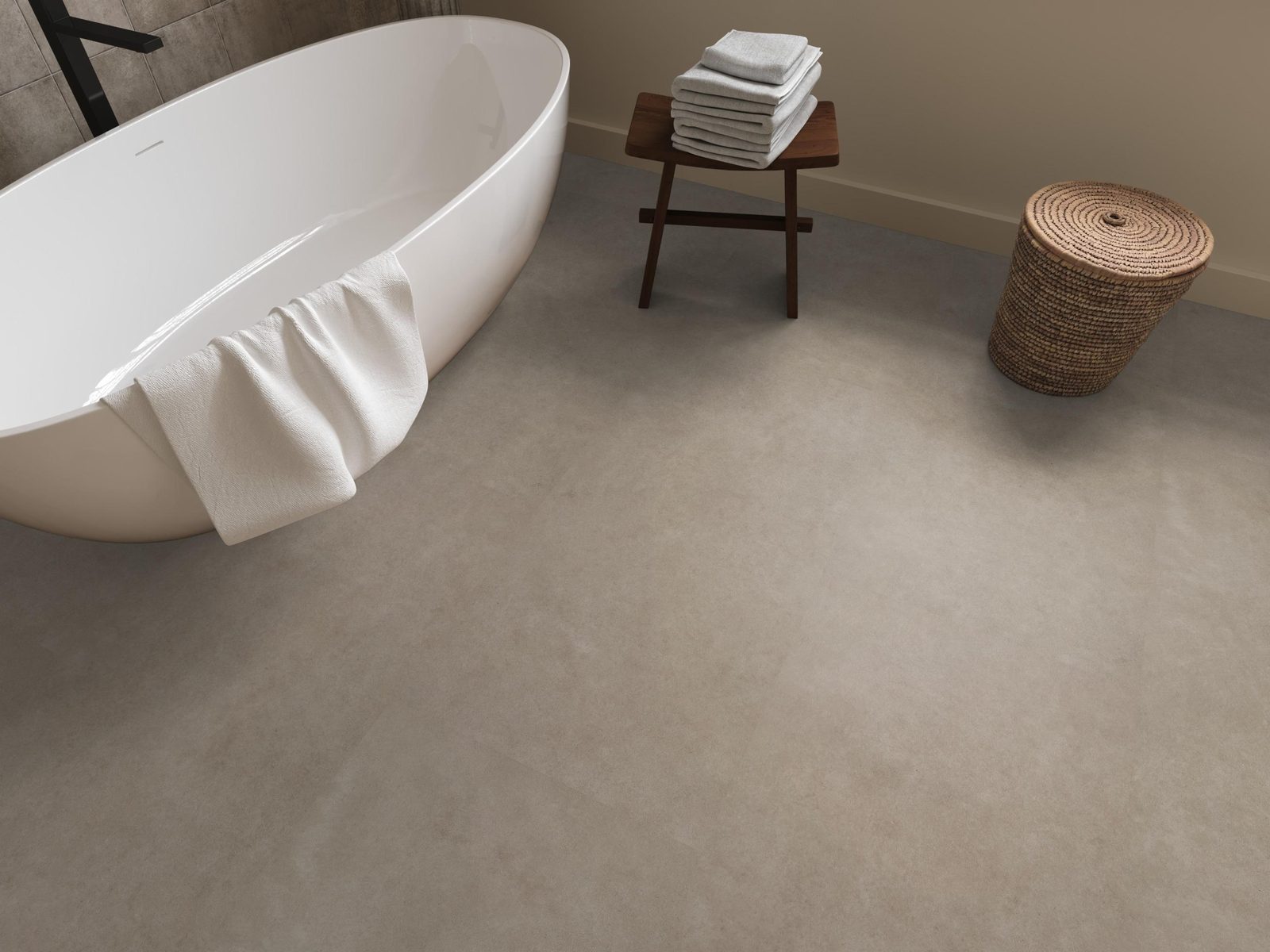 Ambiant pvc plak tegel/betonlook Cerino XXL Light grey – sfeerfoto