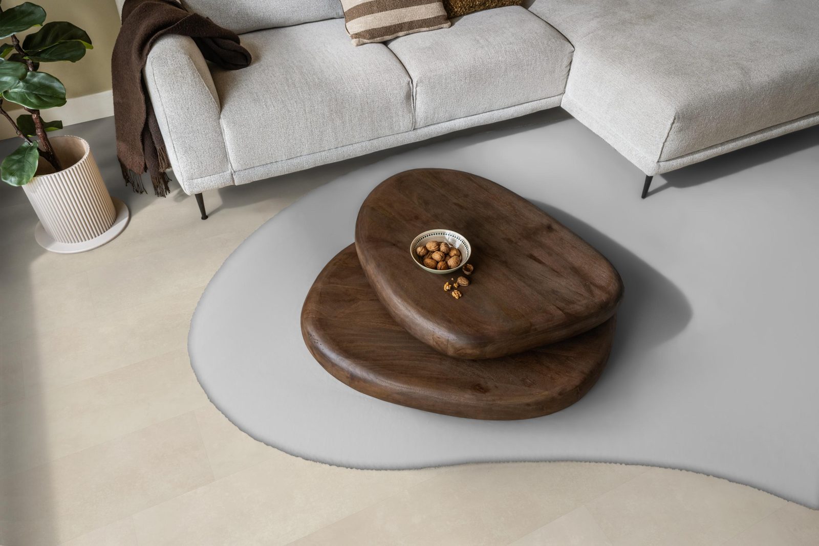 Ambiant pvc plak tegel/betonlook Viretto Beige – sfeerfoto