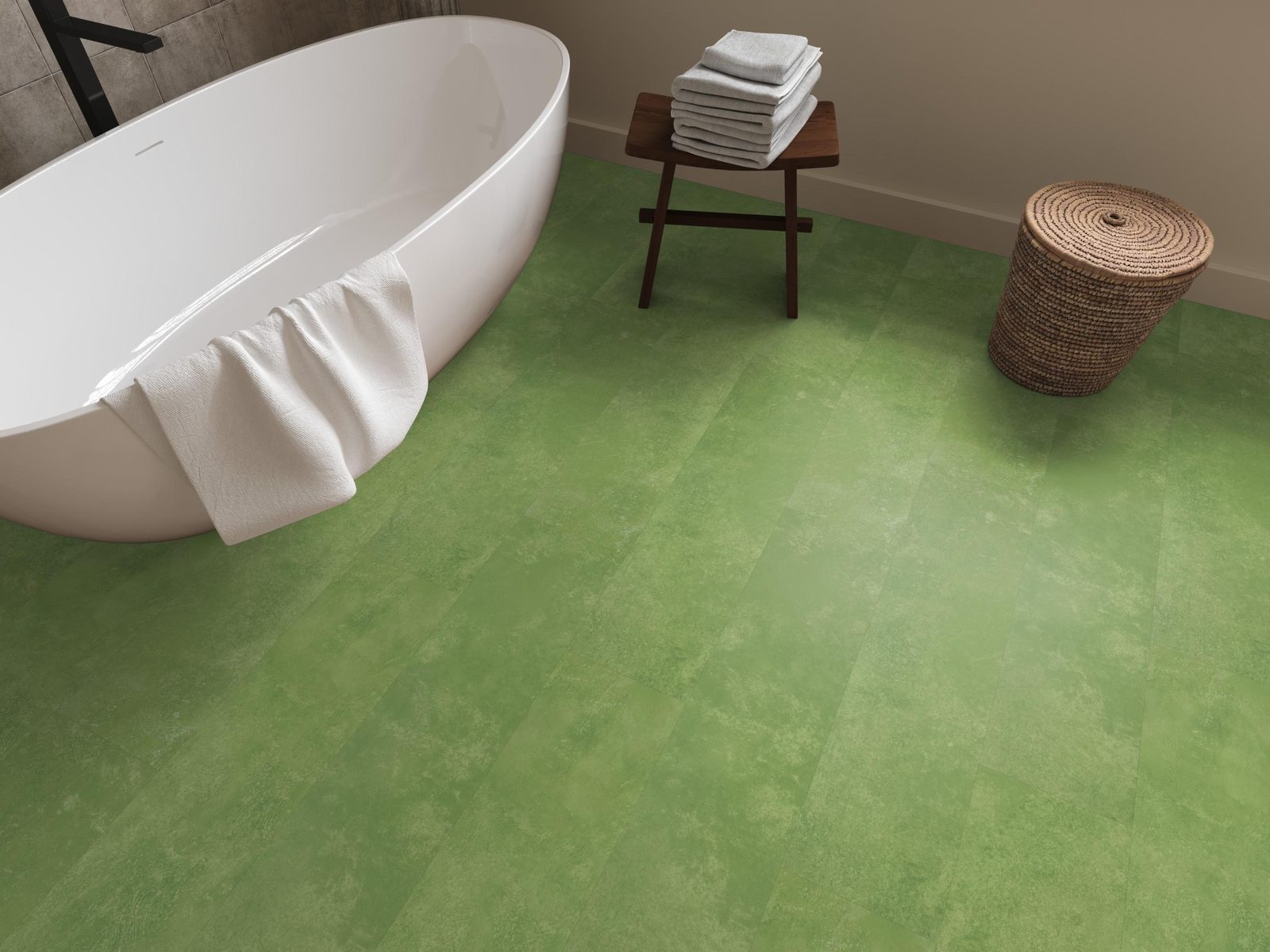 Ambiant pvc plak tegel/betonlook Viretto Green – sfeerfoto