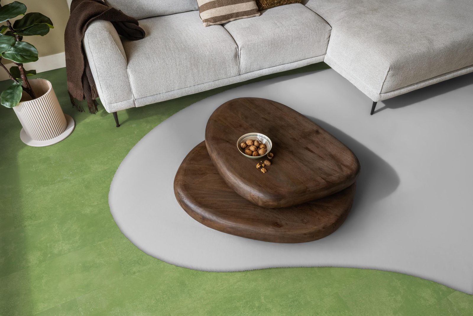 Ambiant pvc plak tegel/betonlook Viretto Green – sfeerfoto