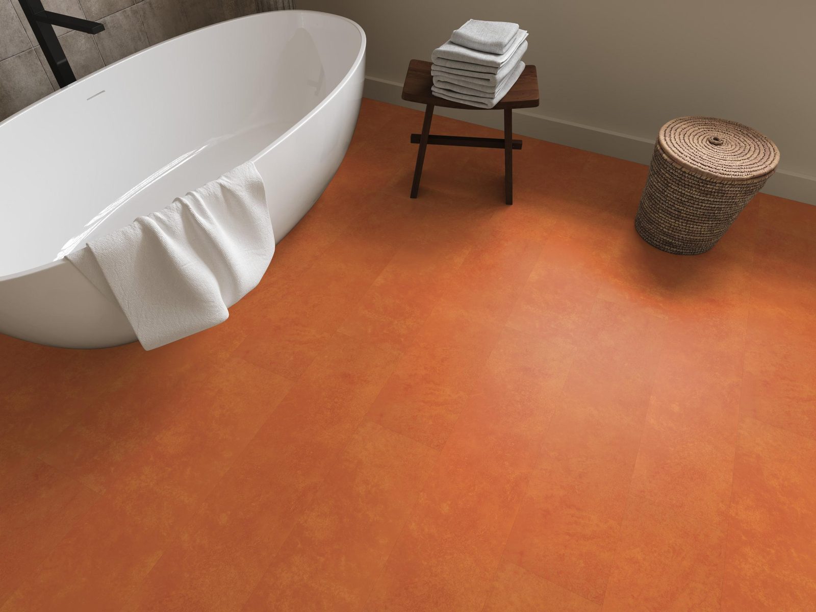 Ambiant pvc plak tegel/betonlook Viretto Orange – sfeerfoto