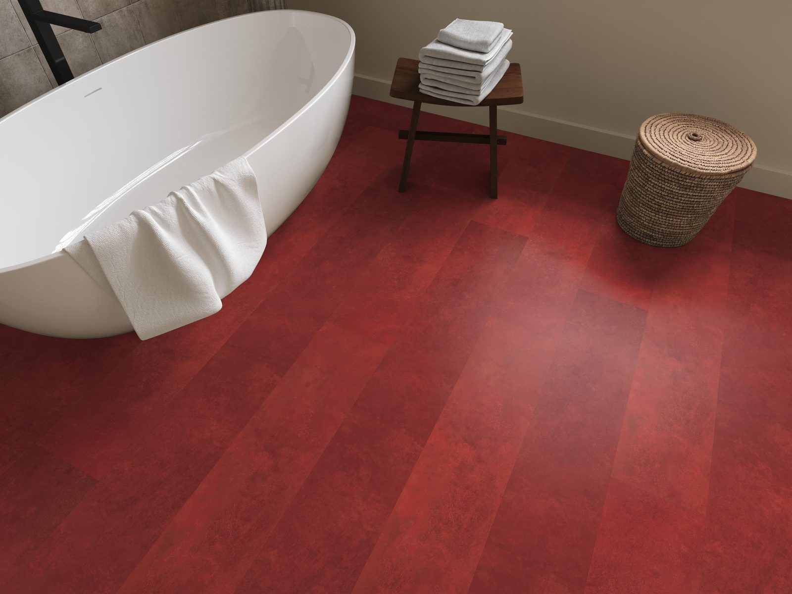 Ambiant pvc plak tegel/betonlook Viretto Red – sfeerfoto