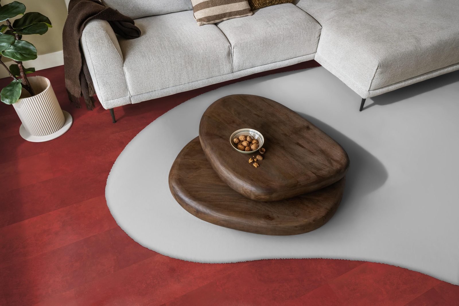 Ambiant pvc plak tegel/betonlook Viretto Red – sfeerfoto