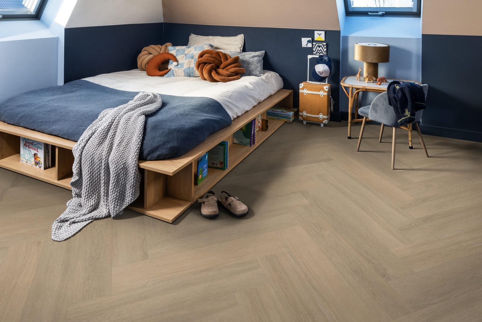Ambiant pvc visgraat klik Spigato Viranto Warm beige – sfeerfoto
