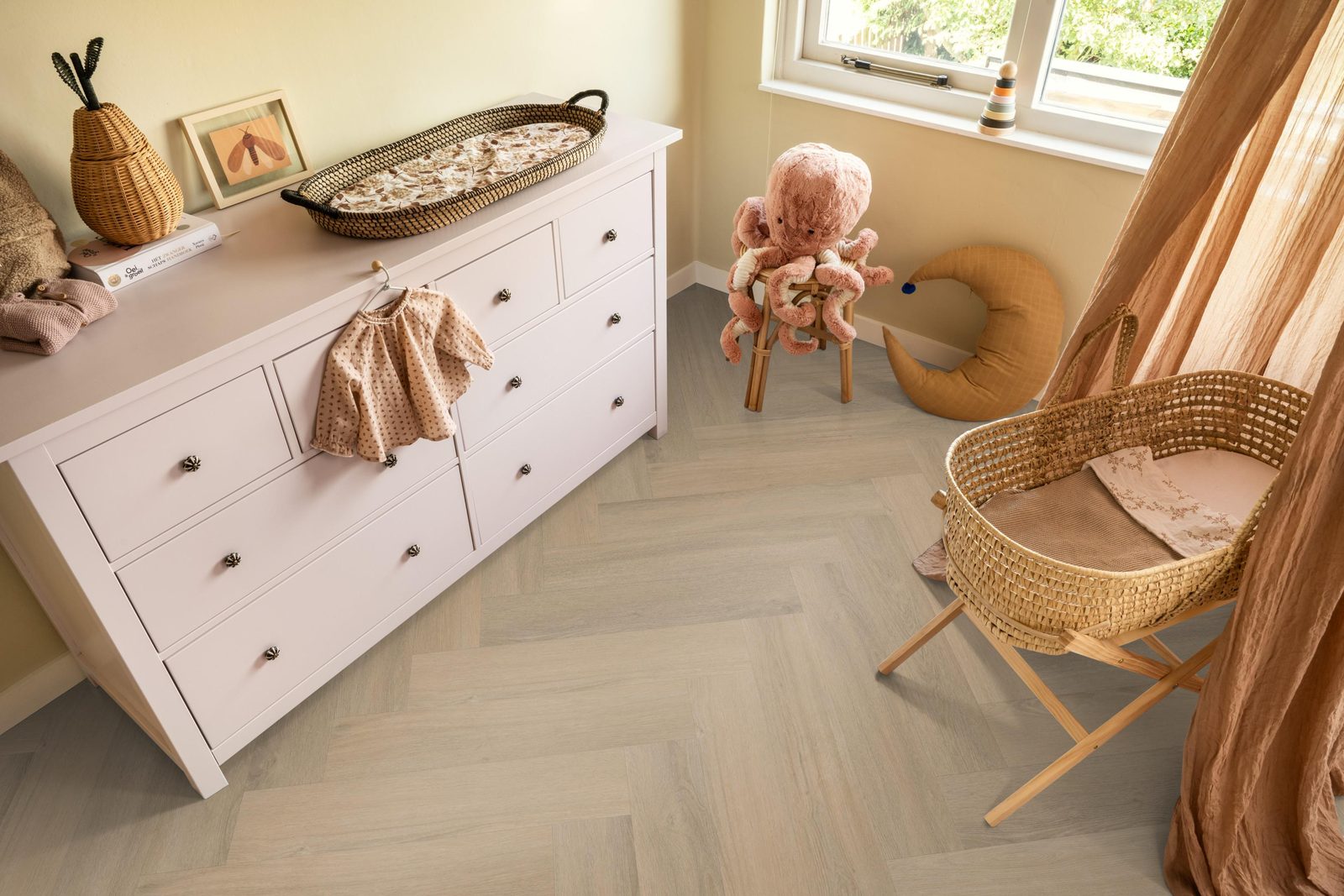 Ambiant pvc visgraat klik Spigato Viranto Warm beige – sfeerfoto