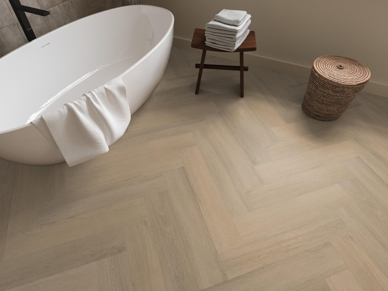 Ambiant pvc visgraat klik Spigato Viranto Warm beige – sfeerfoto