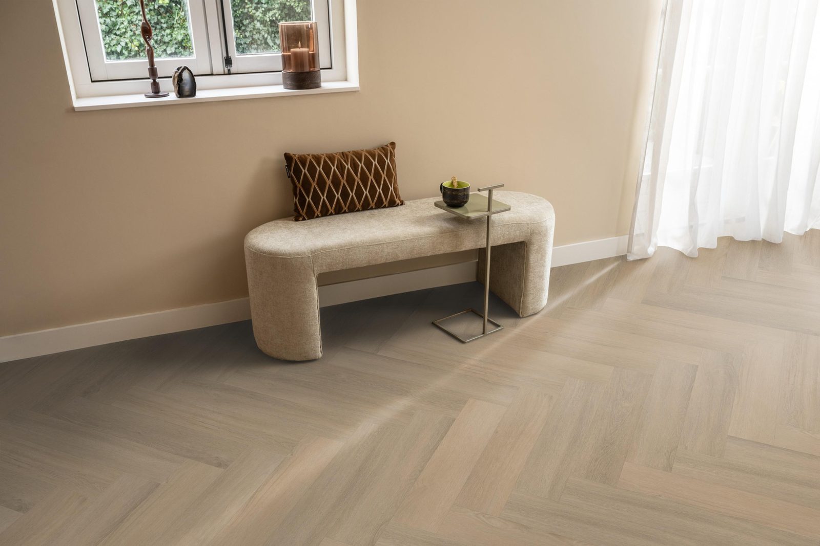 Ambiant pvc visgraat klik Spigato Viranto Warm beige – sfeerfoto