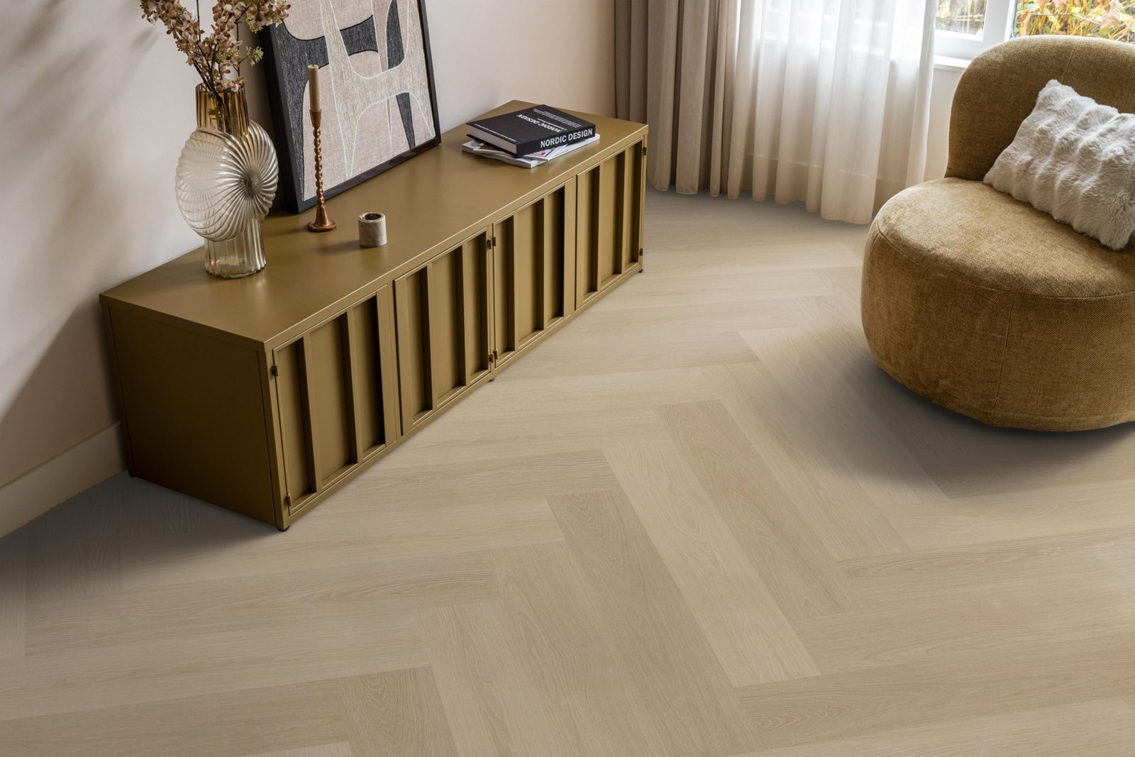Ambiant pvc visgraat klik Spigato XL Soleno Natural – sfeerfoto