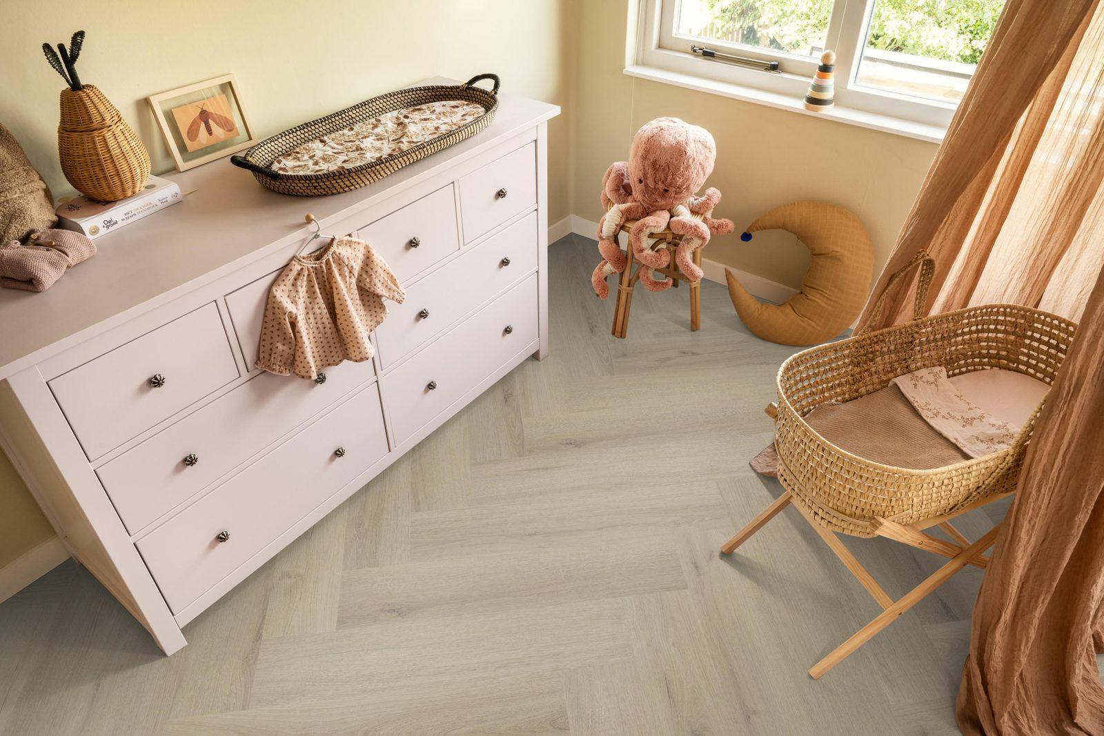 Ambiant pvc visgraat klik Spigato XL Valento Beige – sfeerfoto