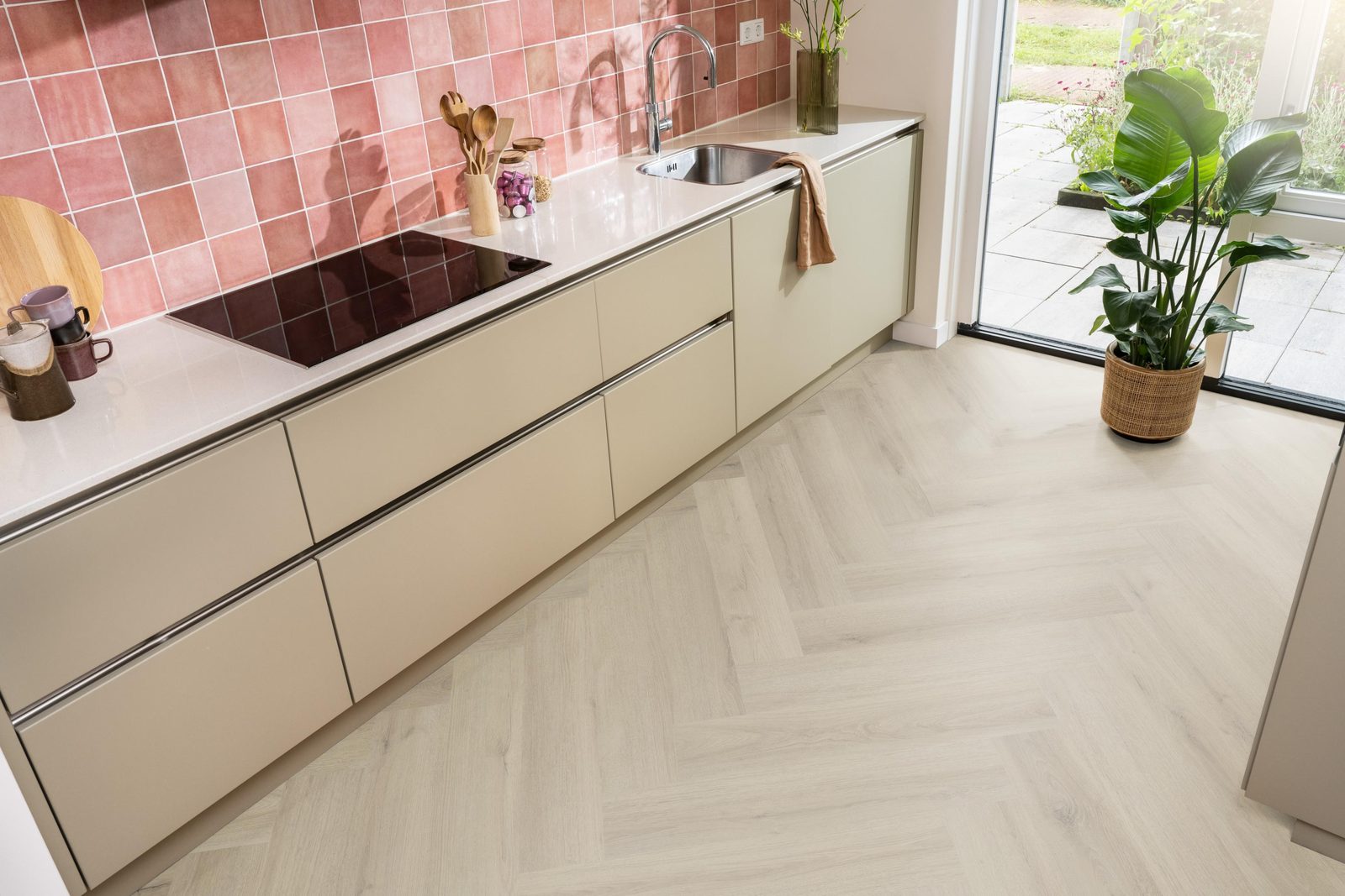 Ambiant pvc visgraat klik Spigato XL Valento Beige – sfeerfoto