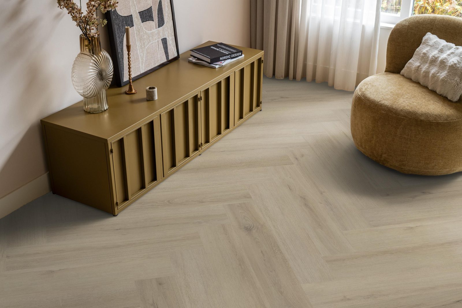 Ambiant pvc visgraat klik Spigato XL Valento Beige – sfeerfoto