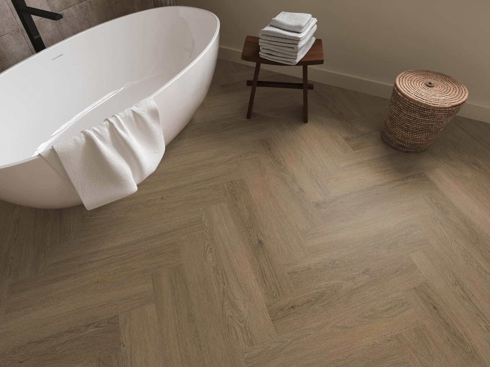 Ambiant pvc visgraat plak Spigato Viranto Light brown – sfeerfoto