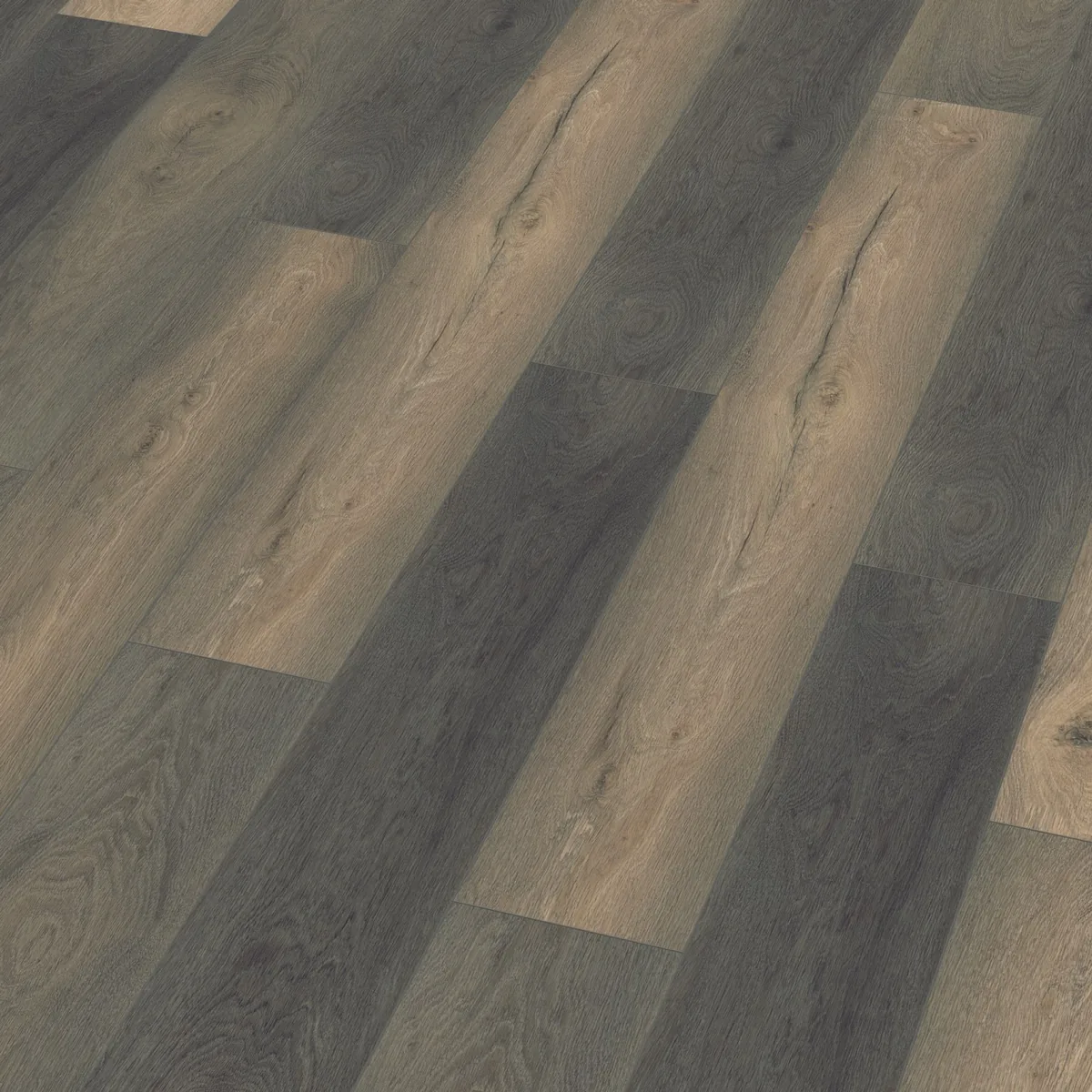 Midwood / Saksen titan eiken, laminaat schuin van boven, met de naden tussen de planken zichtbaar