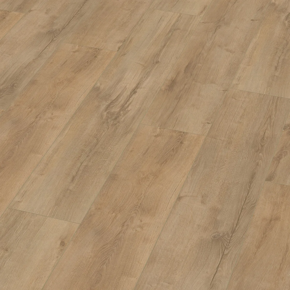 Sunnyside / Superior oak licht eiken, laminaat schuin van boven, met de naden tussen de planken zichtbaar