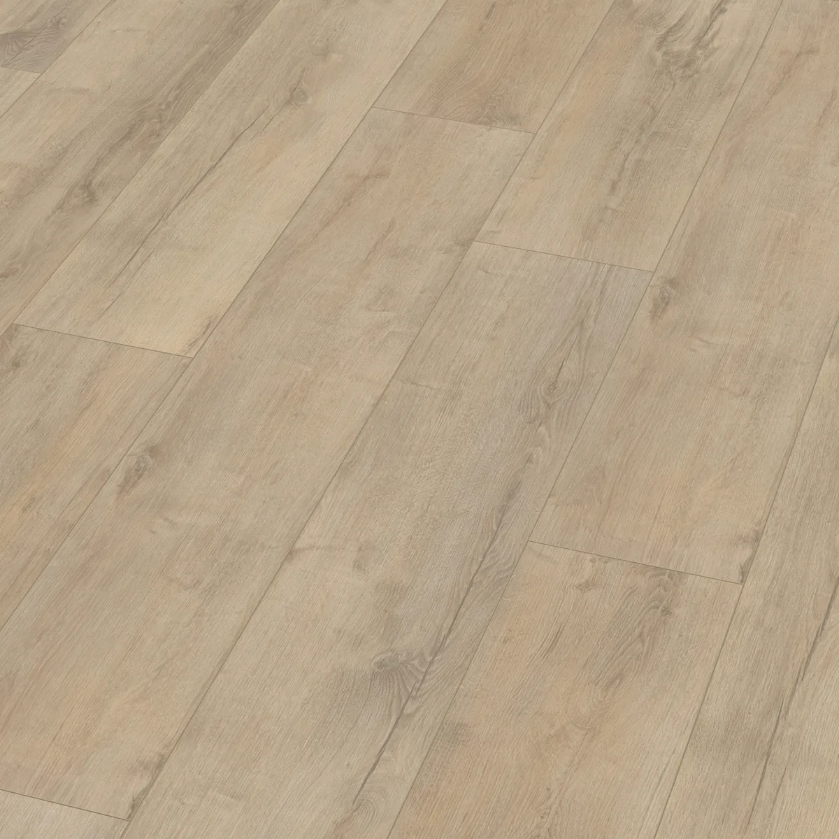 Sunnyside / Superior oak beige eiken, laminaat schuin van boven, met de naden tussen de planken zichtbaar