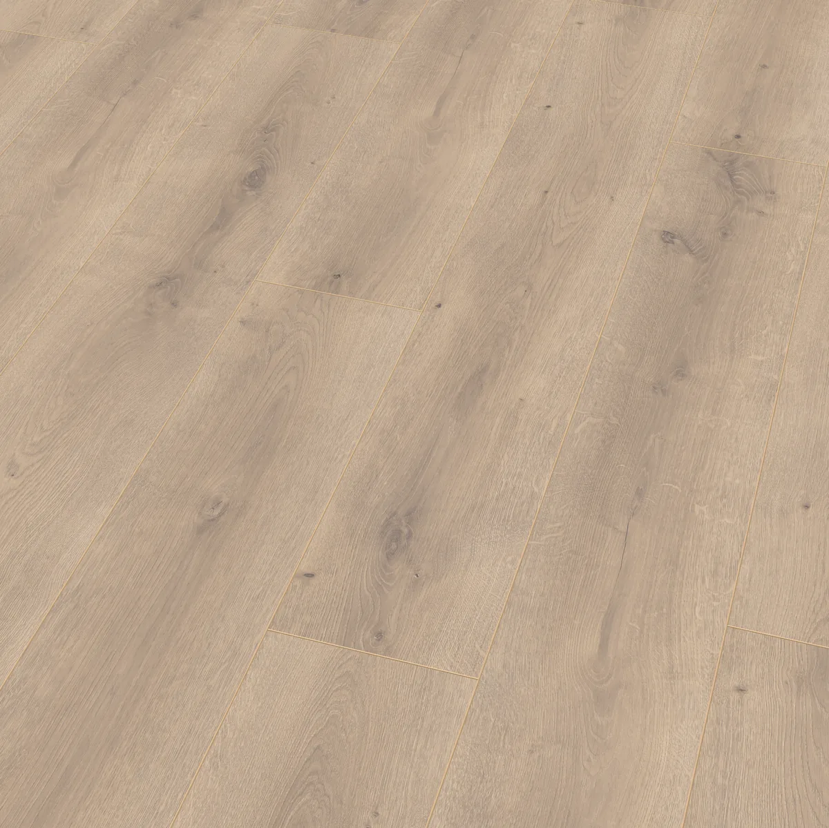 Queens / Elite beige eiken, laminaat schuin van boven, met de houtnerf en de noesten in beeld
