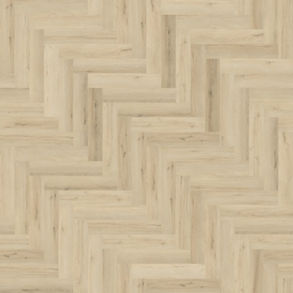 Greenford / Valento Warm beige, visgraat plak pvc van dichtbij, de houtnerf in beeld