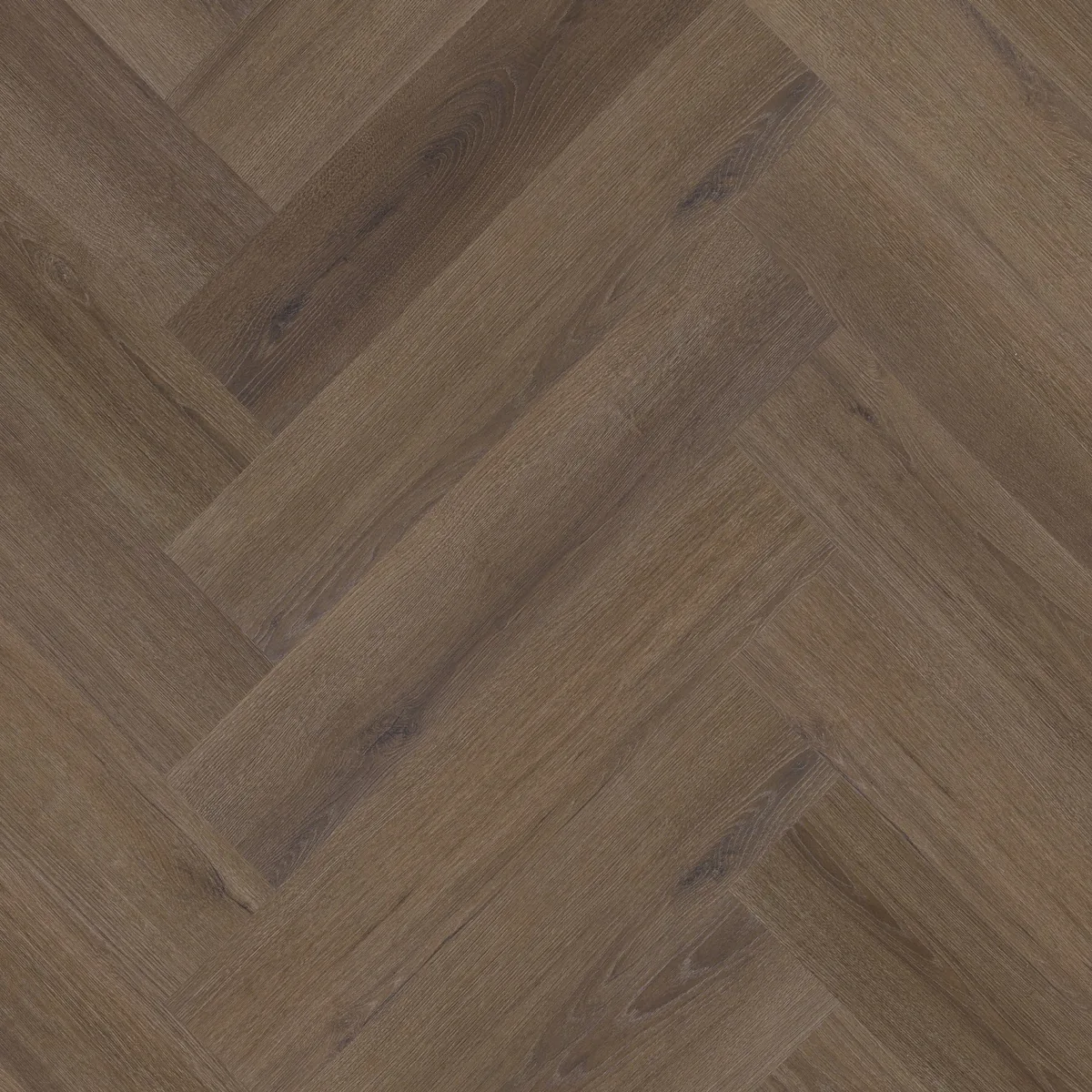 Greenford / Valento Brown, visgraat plak pvc gelegd, recht van boven gezien