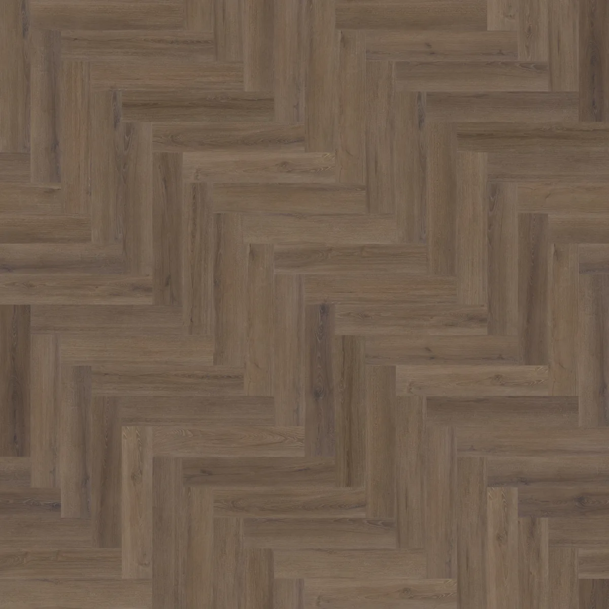 Greenford / Valento Brown, visgraat plak pvc van dichtbij, de houtnerf in beeld