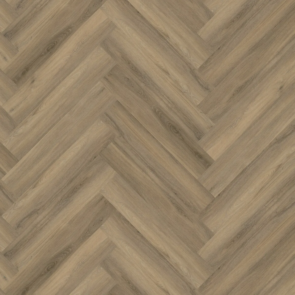 YUP / Spigato Light brown, visgraat klik pvc gelegd, recht van boven gezien