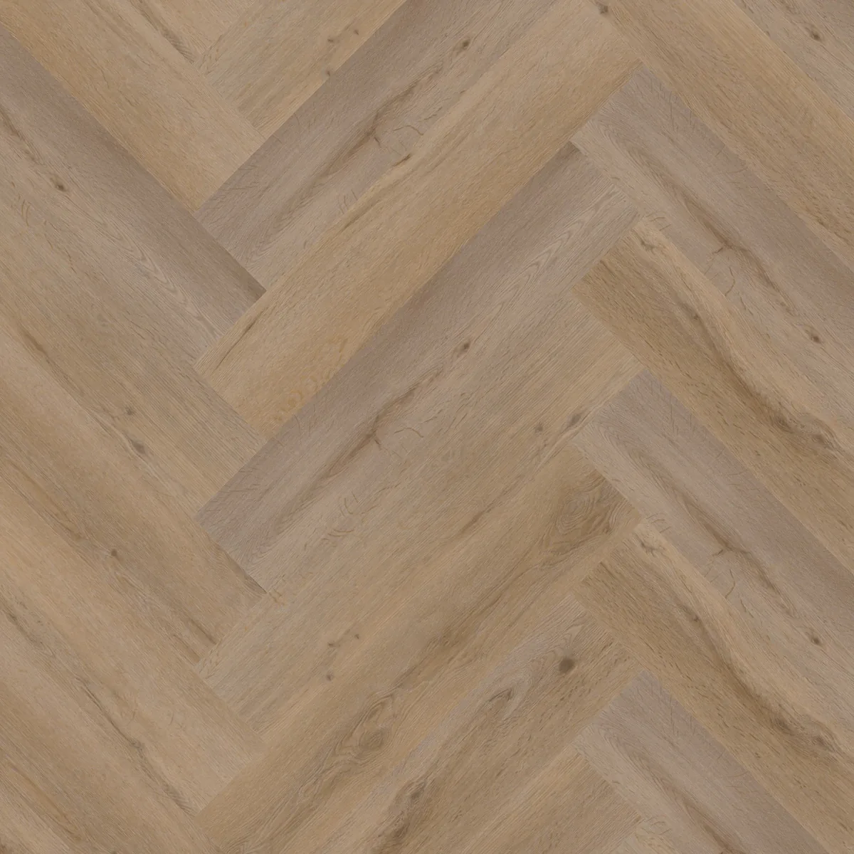 Leyton / Vivero natural oak, visgraat plak pvc gelegd, recht van boven gezien