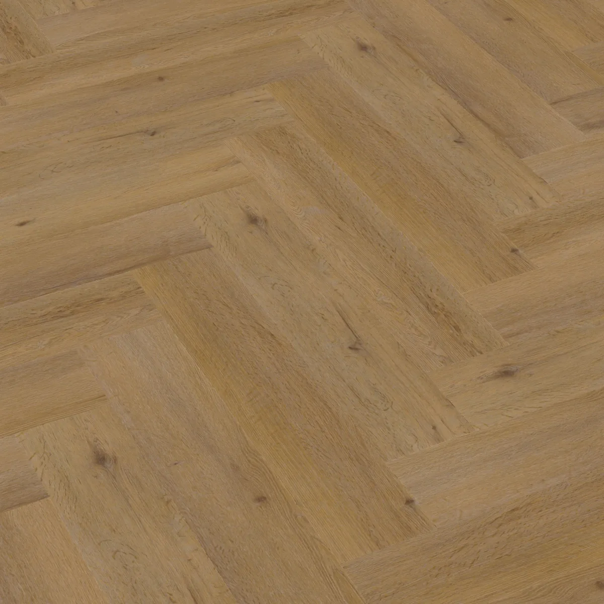 Leyton / Vivero Dark oak, visgraat klik pvc schuin van boven, met het verspringende legverband in beeld