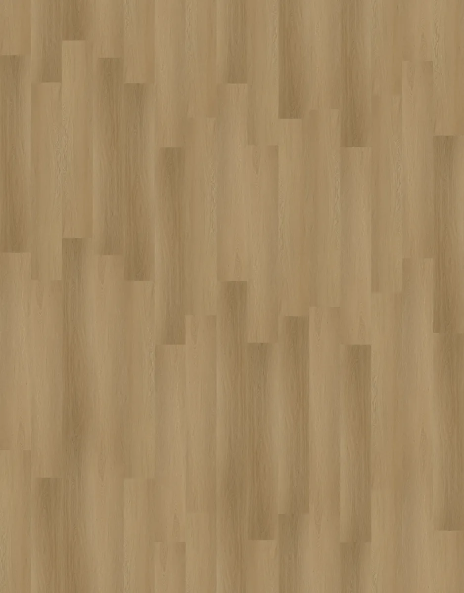 Fulham / Estino warm oak, klik pvc van dichtbij, de houtnerf in beeld