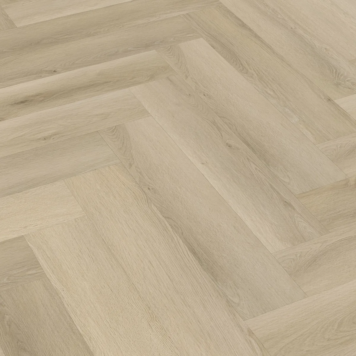 Mayfair / Marento warm oak, EVC-vloer schuin van boven, met het verspringende legverband in beeld
