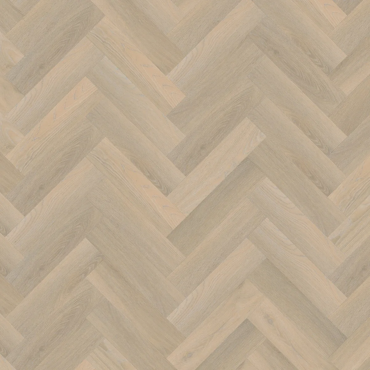 YUP / Spigato small beige, visgraat plak pvc gelegd, recht van boven gezien