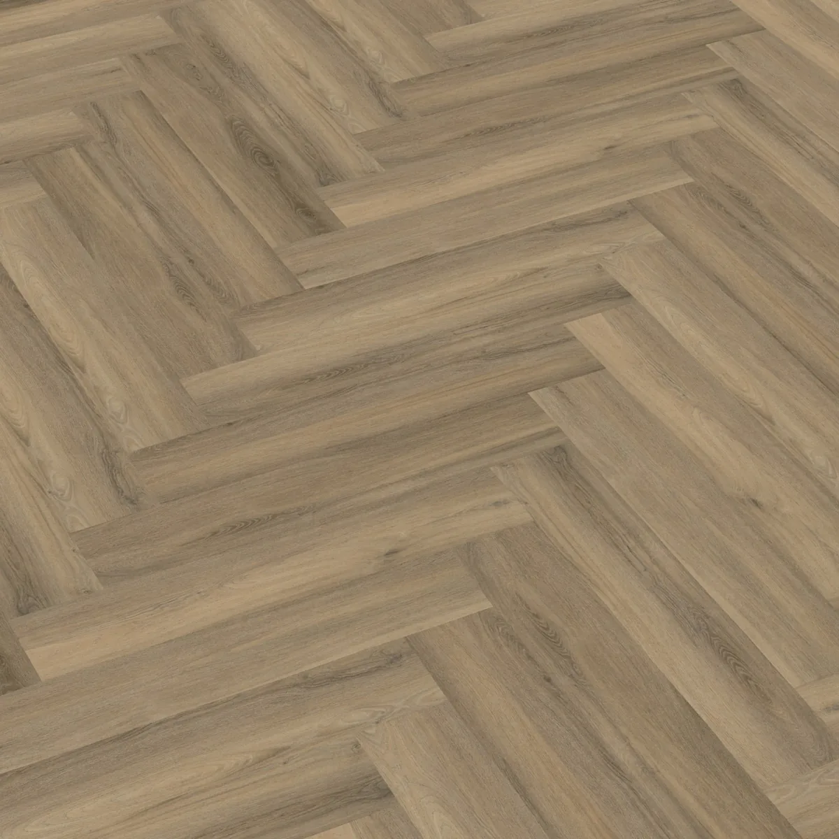 YUP / Spigato light brown, visgraat plak pvc schuin van boven, met het verspringende legverband in beeld