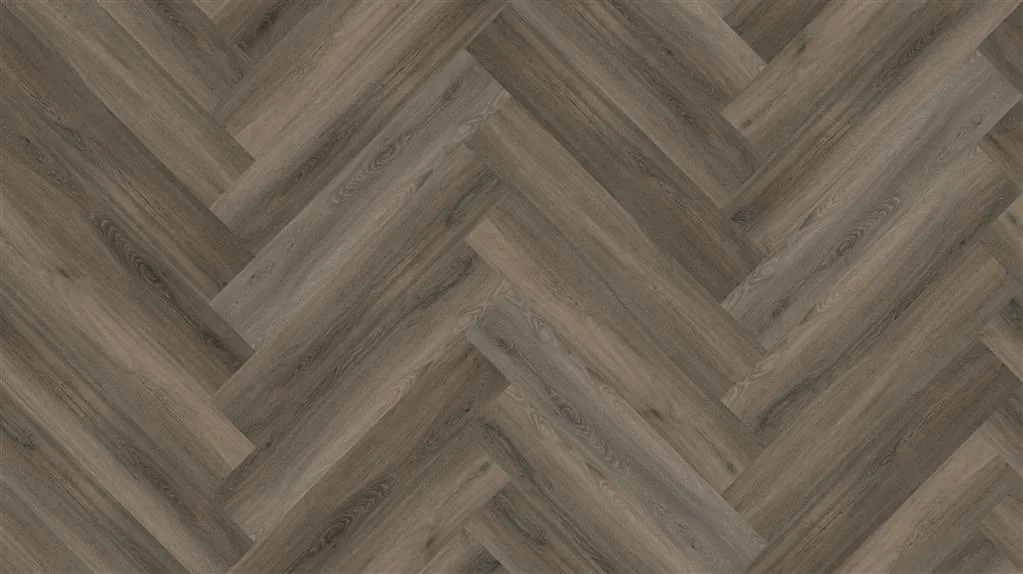 YUP / Spigato dark grey, visgraat plak pvc in visgraatverband gelegd, recht van boven gezien