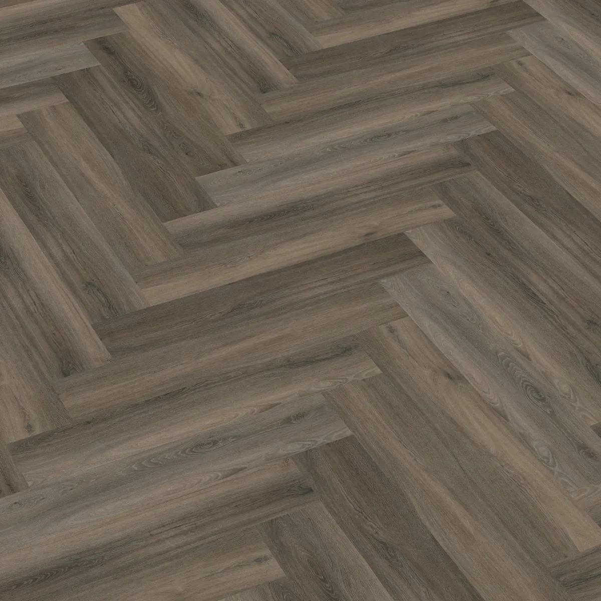 YUP / Spigato dark grey, visgraat plak pvc schuin van boven, met het verspringende legverband in beeld