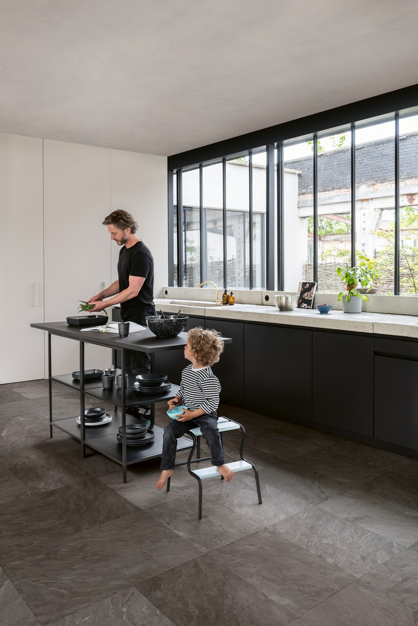 Quick-Step Muse Grijze leisteen MUS5493 - laminaat vloer met tegelpatroon