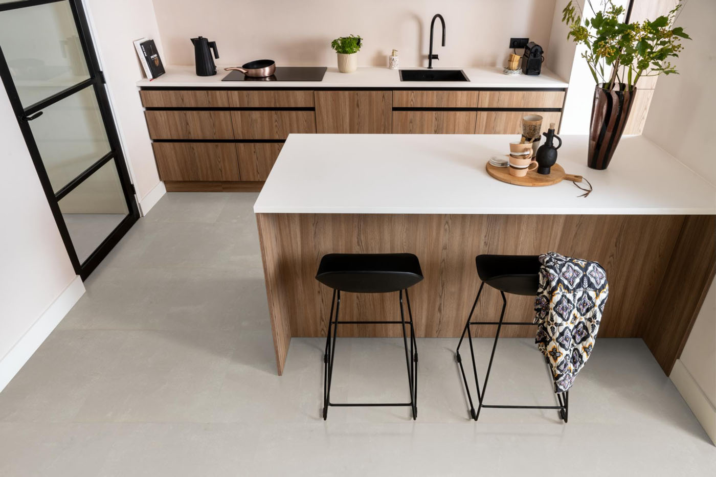 Ambiant pvc plak tegel/betonlook Piero beige - Afbeelding 6