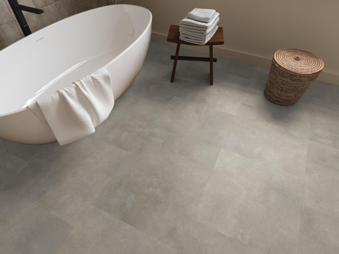 Ambiant pvc plak tegel/betonlook Ceramo beige - Afbeelding 5