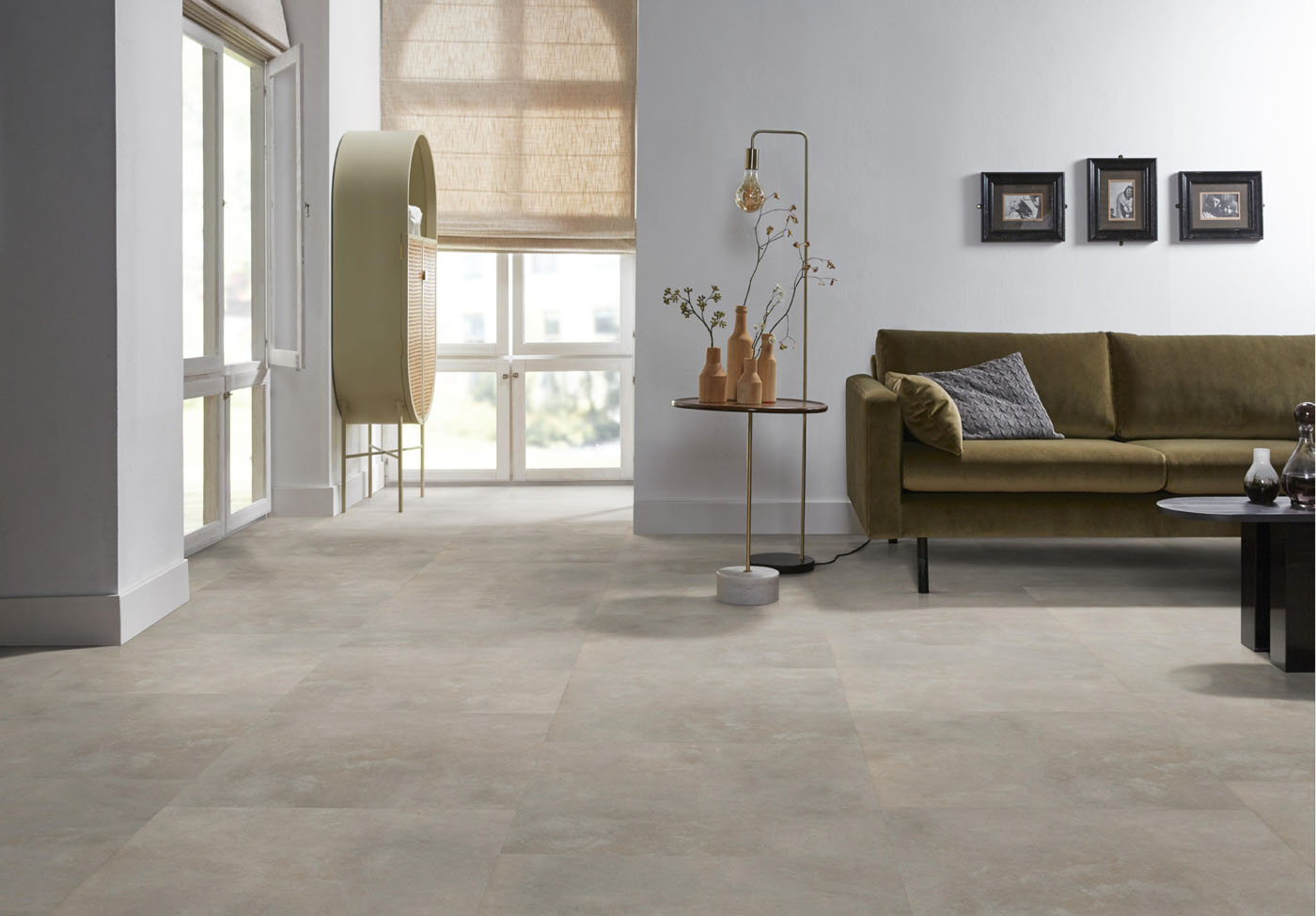 Ambiant pvc plak tegel/betonlook Ceramo beige - Afbeelding 4
