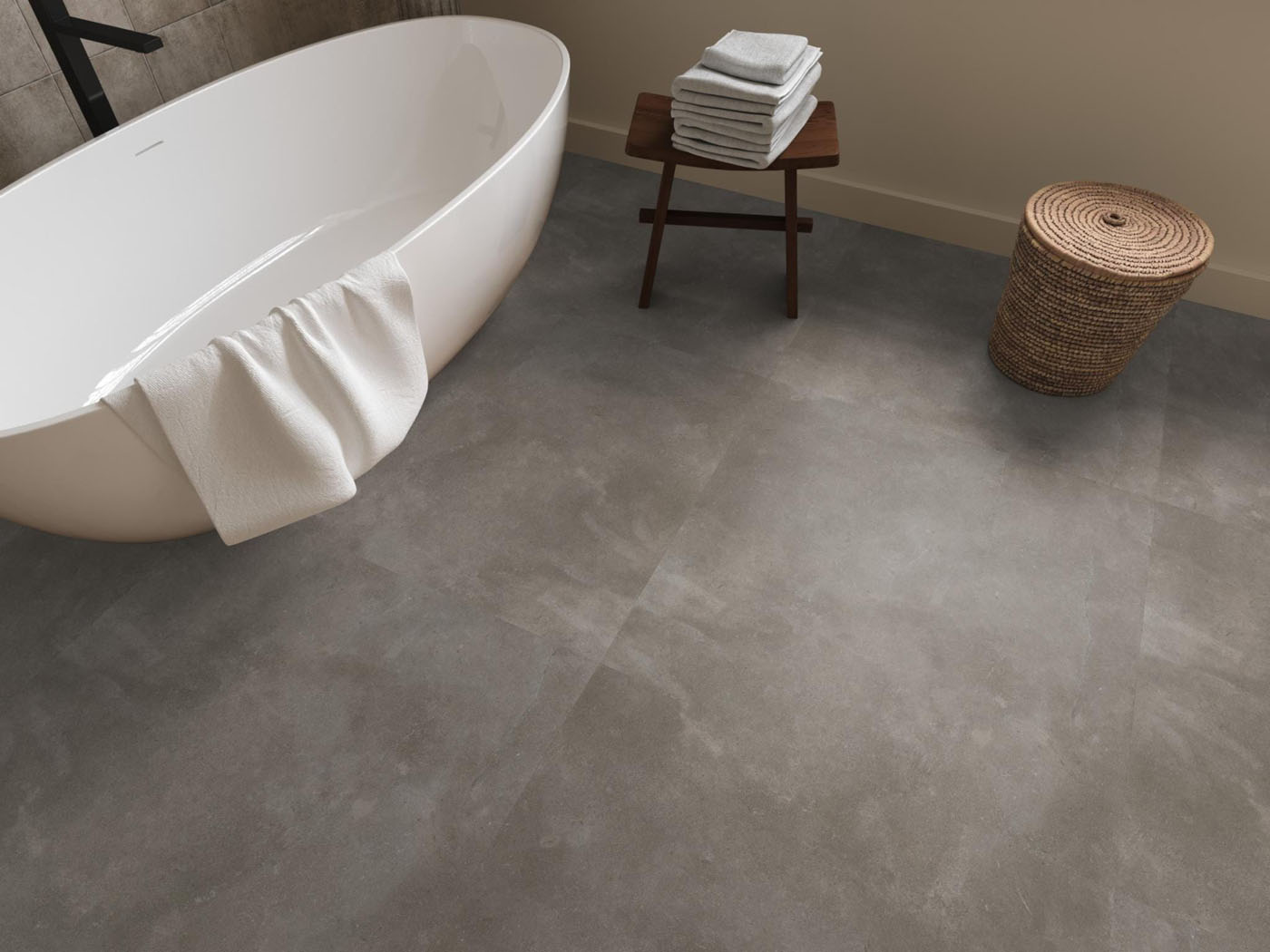 Gigafloor plak pvc tegel/betonlook Ealing XL warm grey - Afbeelding 4