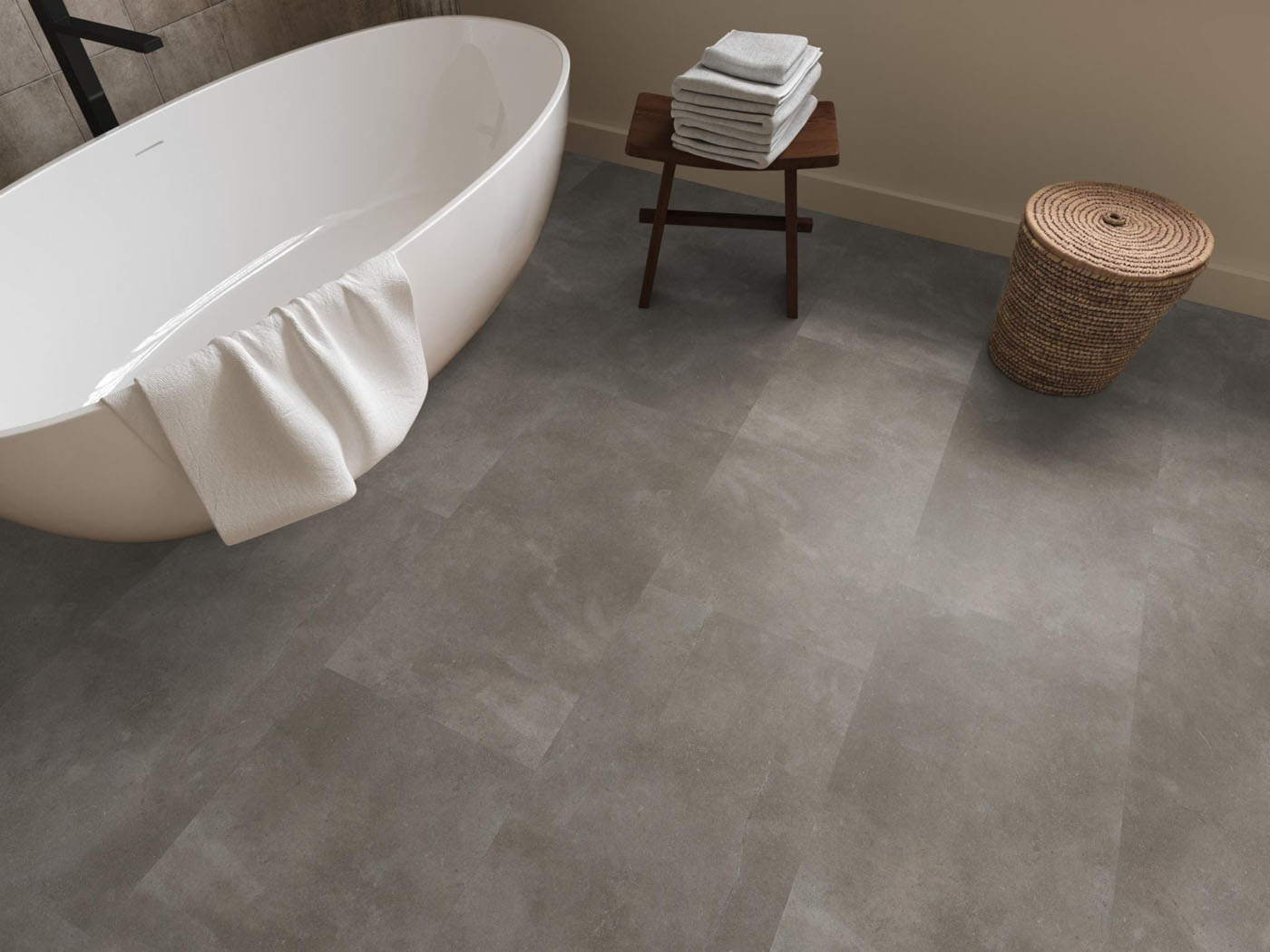 Gigafloor plak pvc tegel/betonlook Ealing warm grey - Afbeelding 5