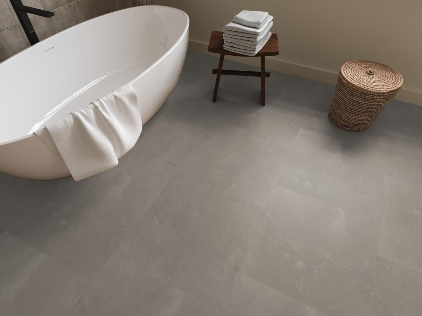 Gigafloor pvc klik betonlook/tegel Westminster taupe 10db geintegreerde ondervloer - Afbeelding 5